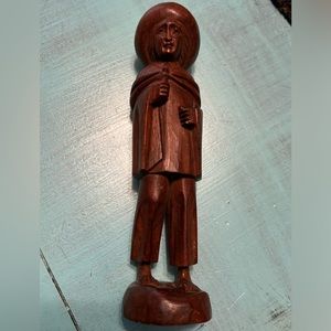 Vintage Ecuador Handcarved Wood Statue - home decor